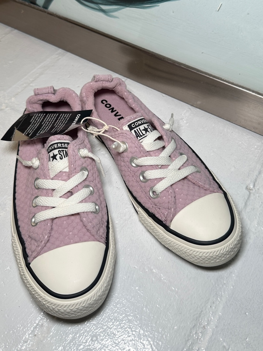 Converse Quilted Pale Pink Low Top Sneakers